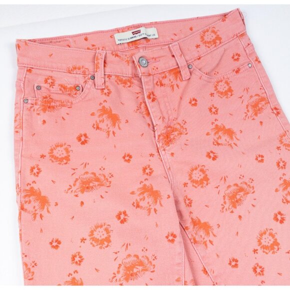 Levi's 512 Jeans Women's 29x30 Perfectly Slimming Pink Floral Print Straight Leg - Picture 5 of 14